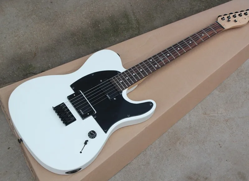 

Factory custom white body electric guitar with EMG pickups,locking tuners,black pickguard,black hardware,can be customized
