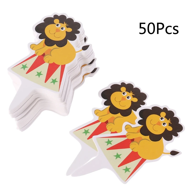 

50pcs Circus Theme Party Cupcake Toppers Cute Animal Baby Shower Cake Topper