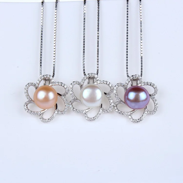 

CHP30 women fine jewelry,beautiful small flower pendant with a pearl,925 sterling silver necklace for graceful lady