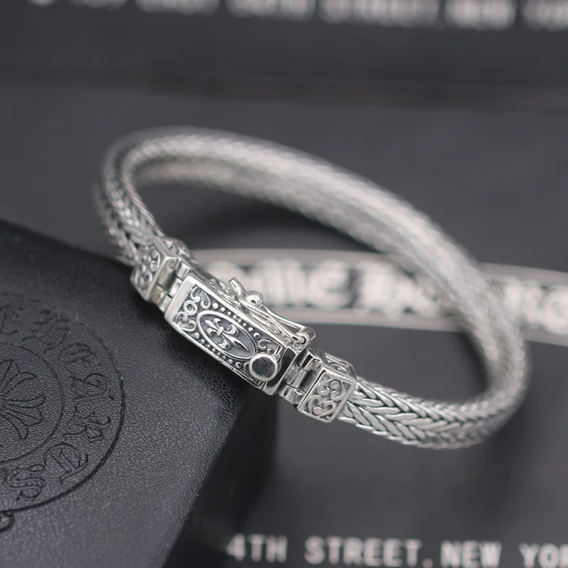 

Starfield S925 Sterling Silver Retro Thai Silver Anchor Punk Vintage Style Male Female Bracelets