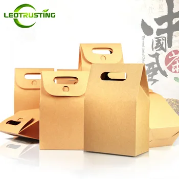 

Leotrusting 25pcs 100x155mm Folding Kraft Paper Handle Box Natural Kraft Paper Gift Packaging Box Party Paper X-mas Present Box