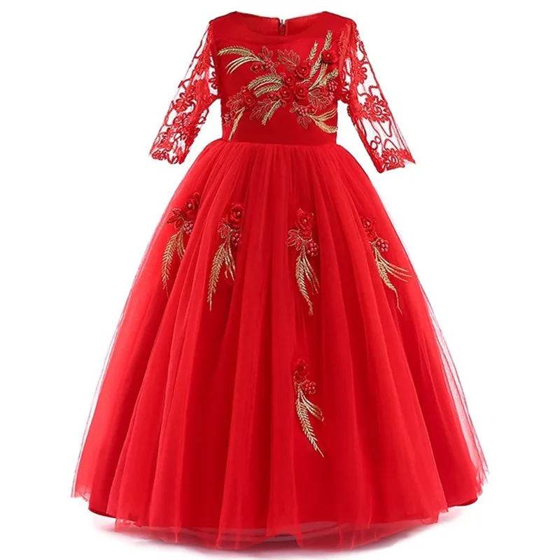 

Teens autumn girl princess dress children's wedding dress Christmas new Year short sleeve dress catwalk host piano costume