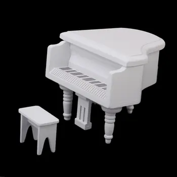 

1:12 Exquisite Wooden Piano Miniature Doll House White