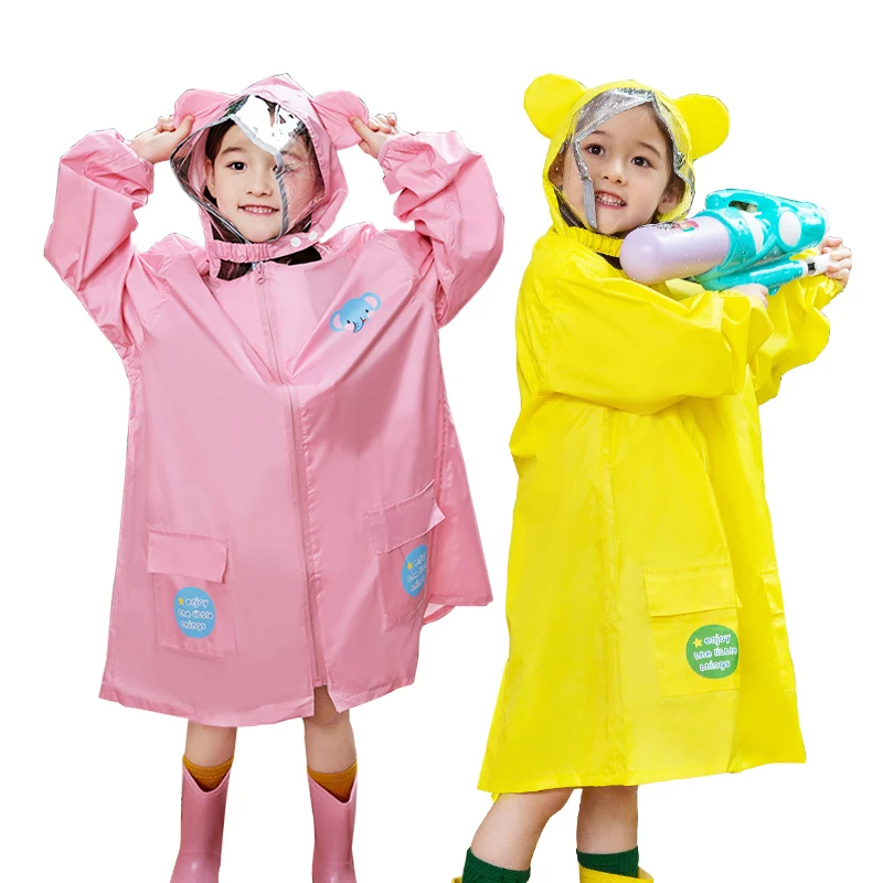 

Kocotree 3-16 Year Old Kids Cartoon Animal Style Waterproof Polyester Raincoat Children Tour Rainwear Yellow Student Raincoat