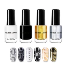 NICOLE дневник 6 мл стемпинг ногтей Покрытие красочный дизайн ногтей печать маникюрный лак DIY дизайн для рождества штамповки пластин