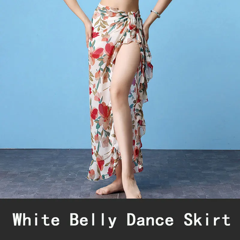 

New Bellly Dance Skirt Women Belly Dancing Costume Skirt Floral Pattern Sexy Split Long Skirts Dance Suit Beginner Clothes