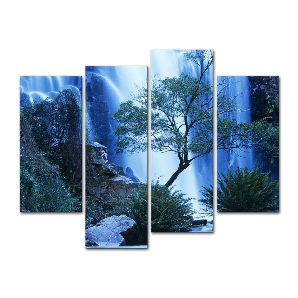 4 Pieces Modern Canvas Painting Wall Art Australia Waterfall In Forest Waterfall Landscape Print ...
