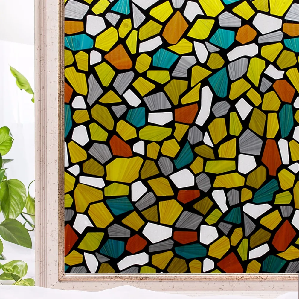 CottonColors Colorato Disegno Casa Finestra Della Copertura Della Pellicola No Colla 3D Statica Privacy Decorative Glass Stickers Formato 90x200 cm in