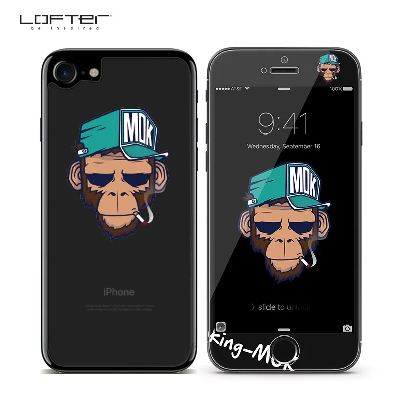 

2pcs Cartoon Full Coverage Tempered Glass Screen Protector For iPhone 7 8 For iPhone 7 8 plus Front Back 3D Relief 9H Film Guard