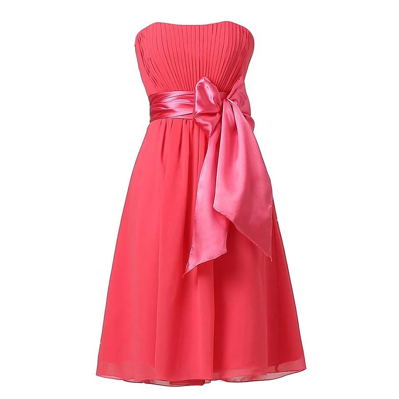 AXJFU princess big bow flower chiffon pink Bridesmaid Dress a-line Special color strapless white black blue bow Bridesmaid Dress AXJFU princess big bow flower chiffon pink Bridesmaid Dress a-line Special color strapless white black blue bow Bridesmaid Dress