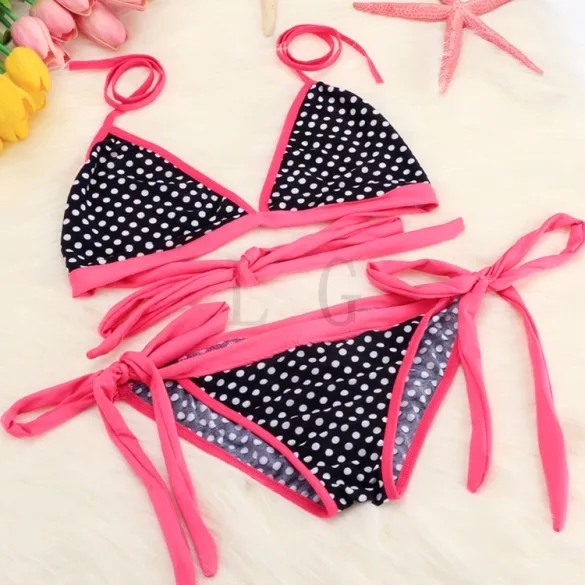 Sexy Lady Women's V-neck Polka Dot Straps Bandage Bikini Set 31 |