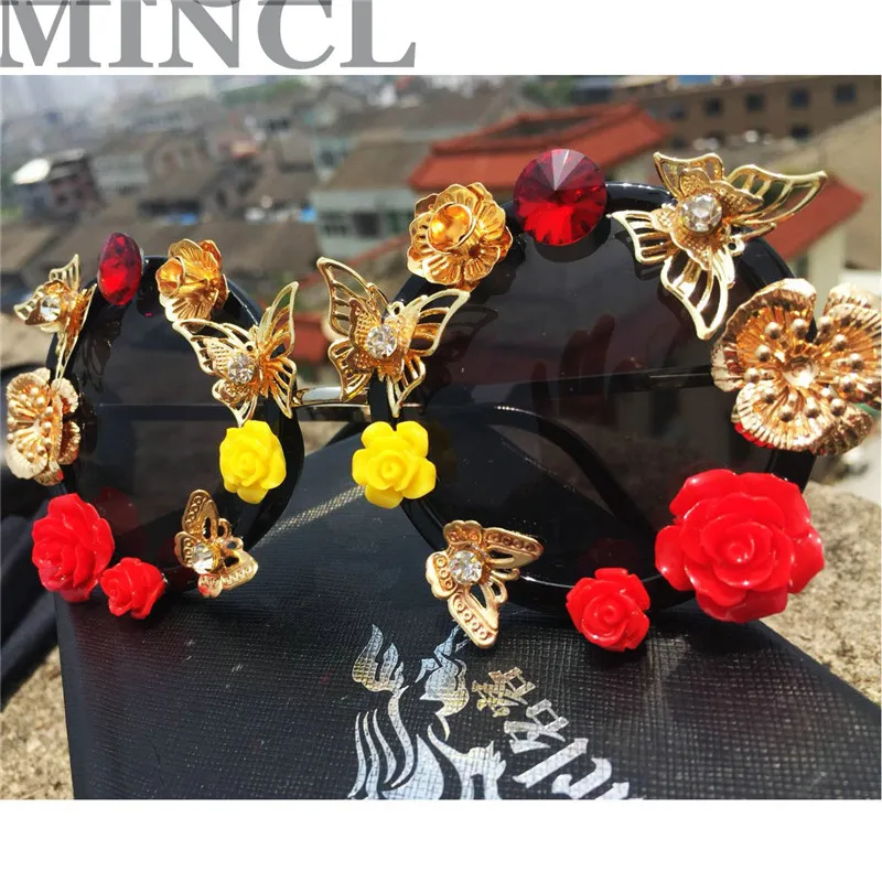 MINCL круглые солнцезащитные очки со стразами очаровательные Модные женские UV400 металлическая оправа жемчужные женские солнцезащитные очки сексуальные ретро женские NX