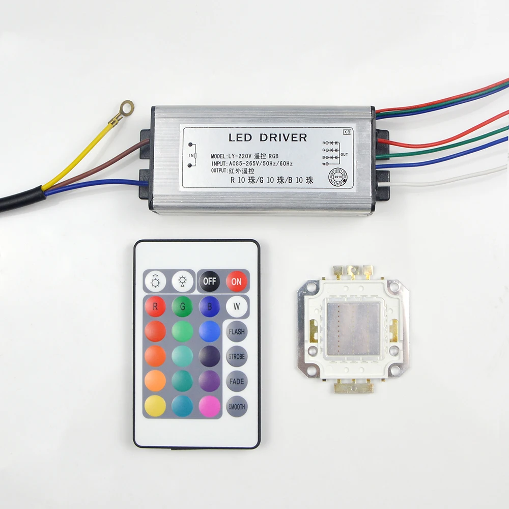 

Full Watt Integrated Chip 20W 30W 50W LED RGB Light /Power Supply Driver / 24Key Remote Controller For Outdoor Floodlight DIY