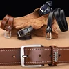 Cinturón de cuero genuino de vaca para hombre, cinturón informal, hebilla de lujo de diseñador, color negro ► Foto 2/6