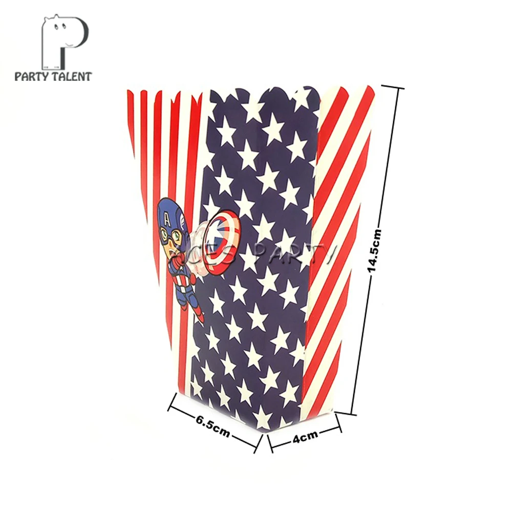 

8pcs/lot Popcorn Box for Kids Super Hero Captain America Theme Birthday Party Baby Shower Party Decoration Party Supplies