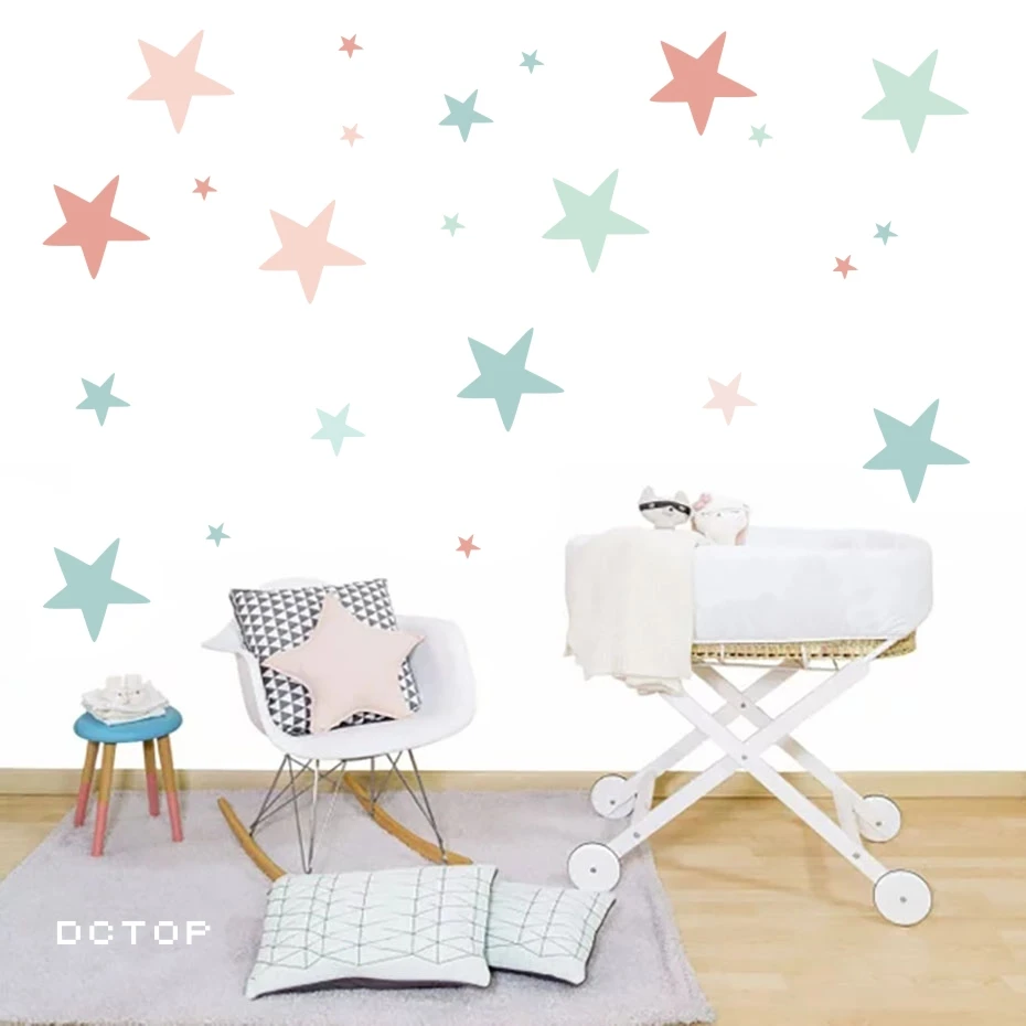 Colorful Stars Wall Sticker Modern Beautiful Decorative Decals For Kids Nursery Bedroom Waterproof Wallpaper Art Baby Gifts (6)