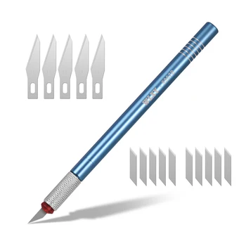 

Hobby Craft Knife Carving Cutter Aluminum Grip 5 #11 Blades 10 Small Blades for Art Work Cutting Carving Model Repairing