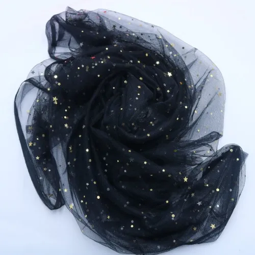 Мода 150 см* 100 см в горошек звезды бронзированный тюль ролл для DIY рулон ткани свадебные украшения своими руками ремесел праздничный вечерние поставки - Цвет: Black