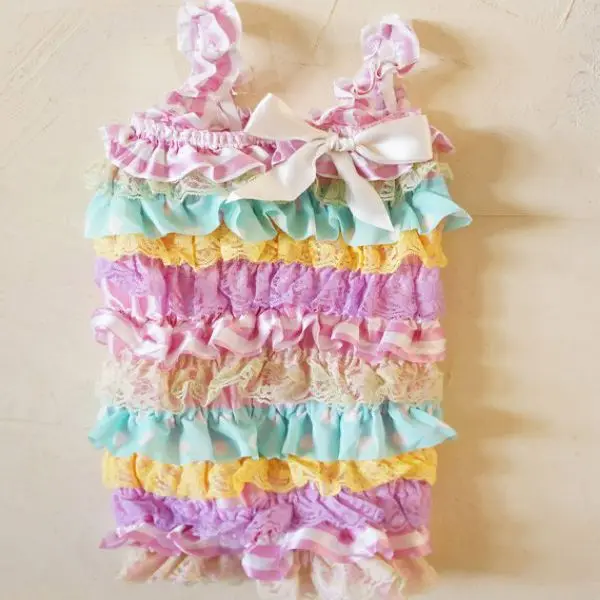 

Blue Floral Petti Ruffle Baby Lace Romper 1st Birthday Cake Smash Outfit 21 Colors