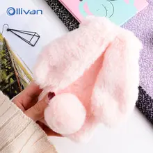 

Cute Rabbit Warm fur hair Case For Samsung J3 J6 J7 J8 2018 J5 2016 lovely Animal Diamond Plush Bunny For Samsung J7 2018 Cover