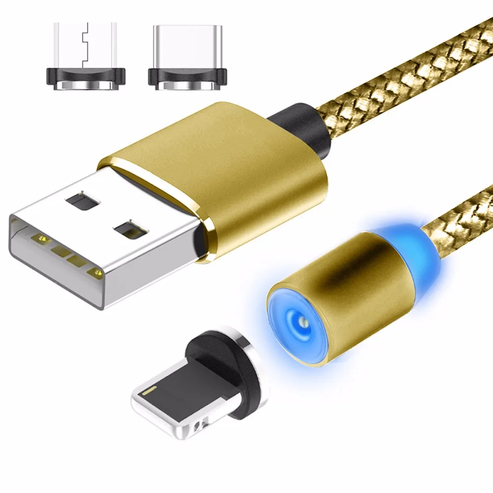 Магнитный кабель для быстрой зарядки Micro usb type C для iPhone, samsung/Xiaomi USB-C, магнитный кабель для передачи данных, шнур для зарядки 1 м 2 м