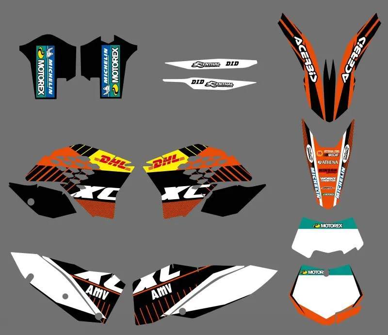 GRAPHICS WITH MATCHING BACKGROUNDS Sticker For KTM 125 150 200 250 300 400 450 505 530
