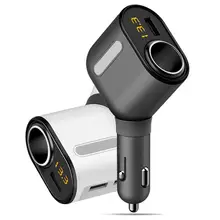 3 Ports Car USB Charger Socket Splitter Car Cigarette Lighter ABS Power Adapter with Voltage Display bc12 3 ports usb car charger black