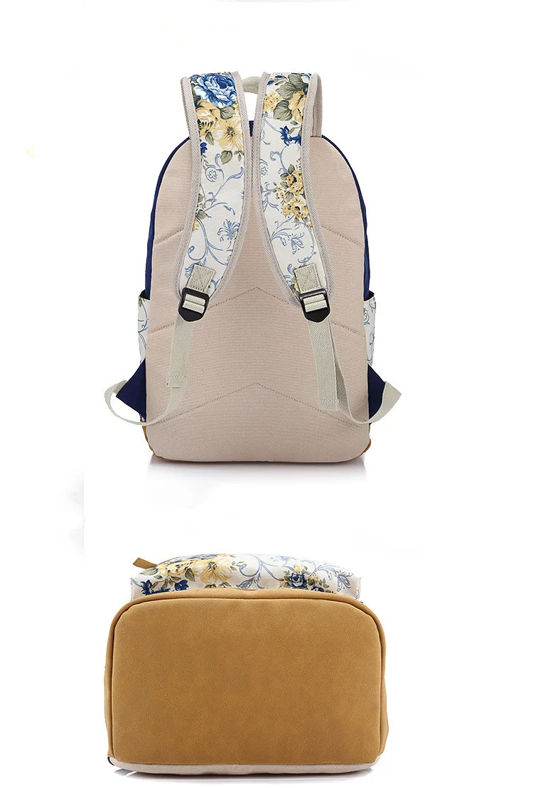 3 шт./компл. Для женщин рюкзаки из холста с цветочным узором; с принтом рюкзак школьный рюкзак для девочек-подростков, рюкзак для Коробки для обедов