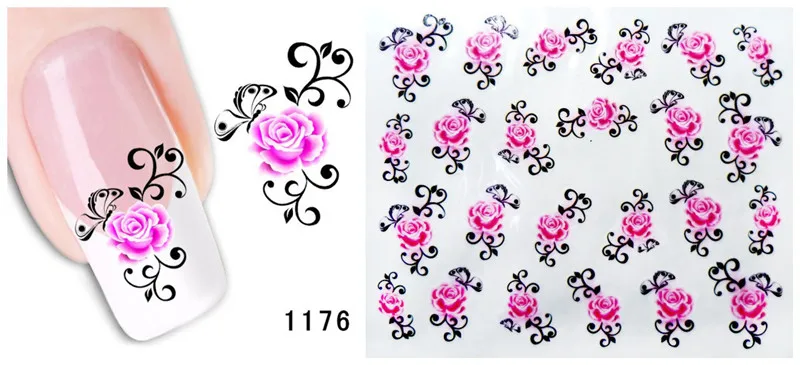 1 шт Цветочные наклейки для ногтей Дизайн ногтей Наклейка бабочка цветок сердце наклейки для ногтей наклейки s дизайн ногтей Клей фольга