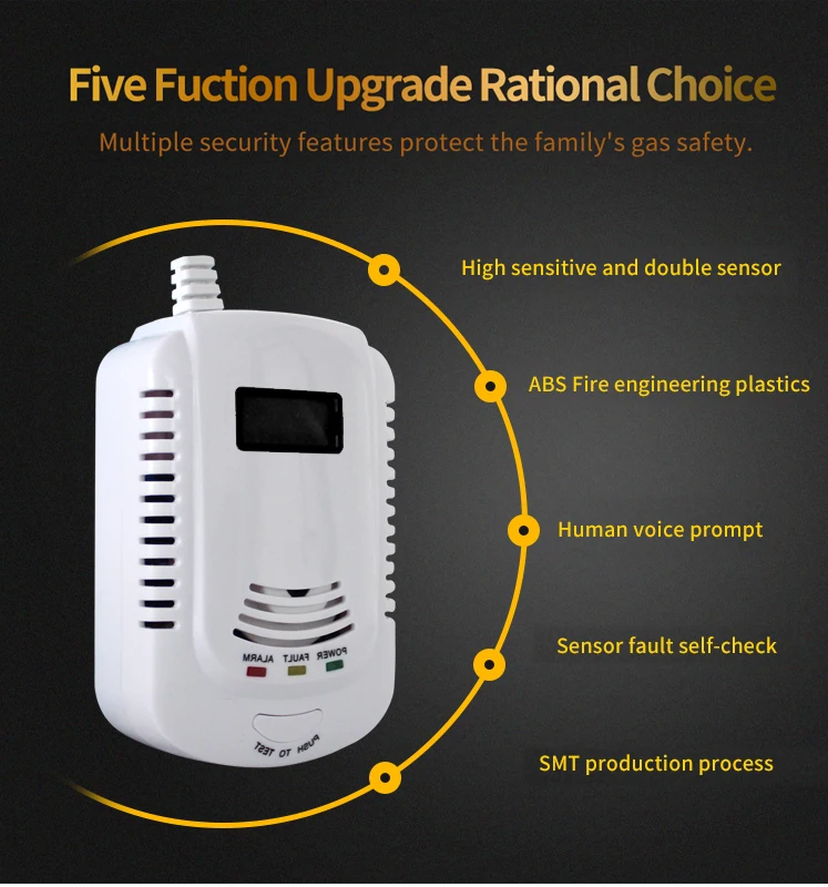 Домашний автономный подключаемый горючий детектор газа, сжиженный нефтяной газ СПГ угольный природный газ датчик утечки сигнализации