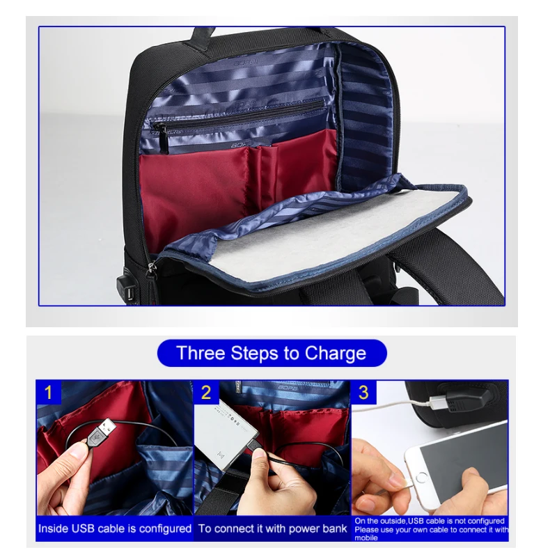  BOPAI Black Leather Backpack College Bag for Boys Mens Anti Theft Back Packs Travelling Bags Korean