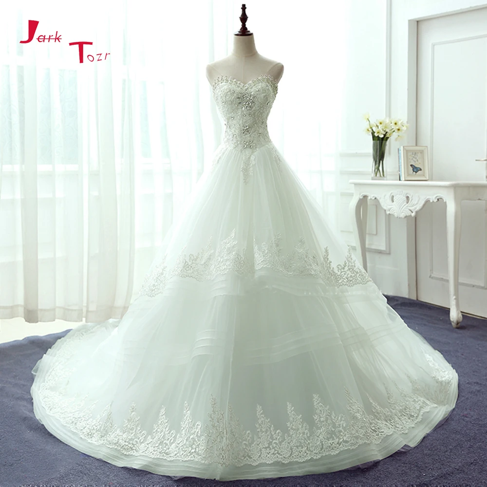 

Jark Tozr New Arrive Sweetheart Neck Lace Sparkly Beaded Crystal Princess A-line Wedding Dresses 2019 Alibaba China Turkey