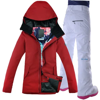 2019 GSOU SNOW Women Ski Suit Ski Jacket Pant Windproof Waterproof Thermal Outdoor Sport Wear Female Winter Clothing Trouser Set