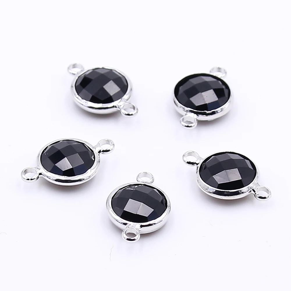 

10pcs Silver Round 10mm White Crystal Connectors Charms Components for Women Necklaces Bracelets DIY Jewelry Making Accessories