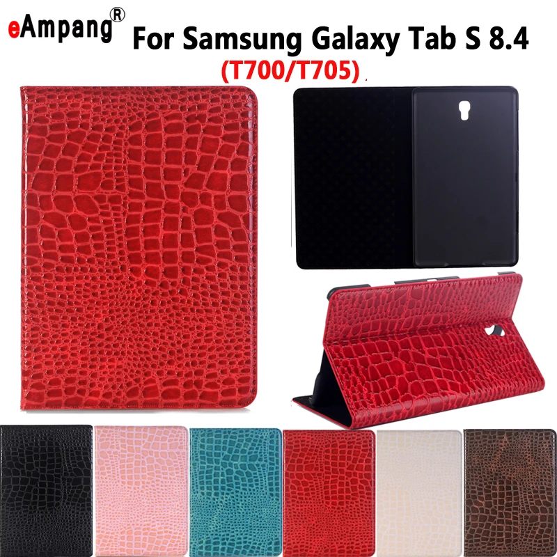 Case for Samsung Galaxy Tab S 8.4 T700 T705 Smart Case Cover Funda Tablet Luxury Crocodile Leather Smart Sleep Slim Stand Shell
