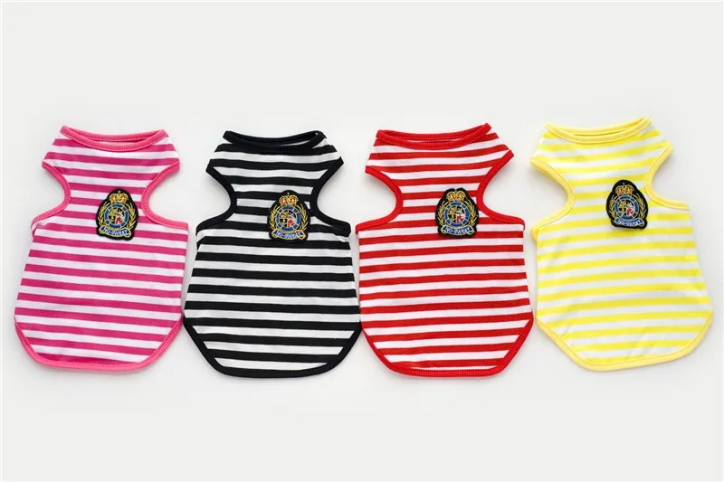 Y69 Summer Pet Dog stripe Vest Clothes Lovely British Style Puppy dog