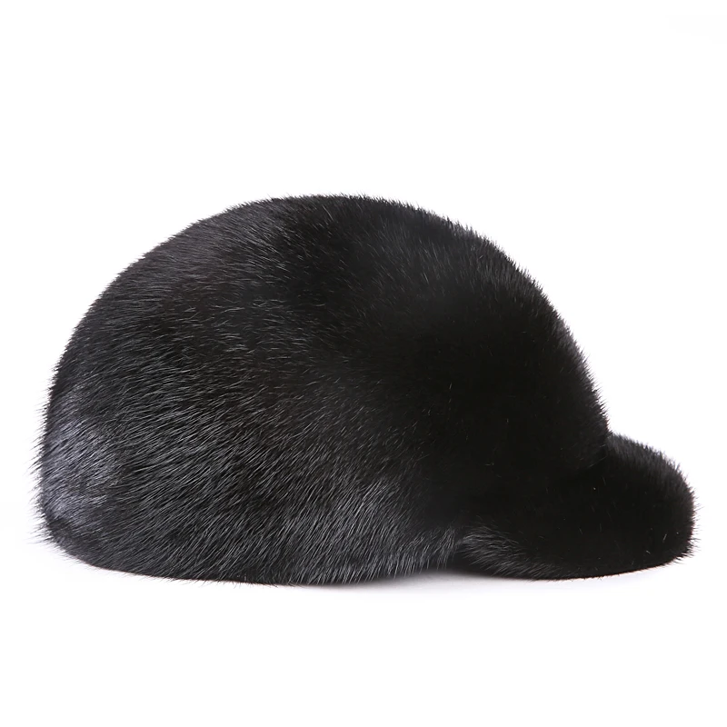 RY0115 Роскошная зимняя унисекс шапка из куницы полностью кожаная норковая меховая бейсболка для мужчин и женщин из натуральной кожи черная коричневая шапка