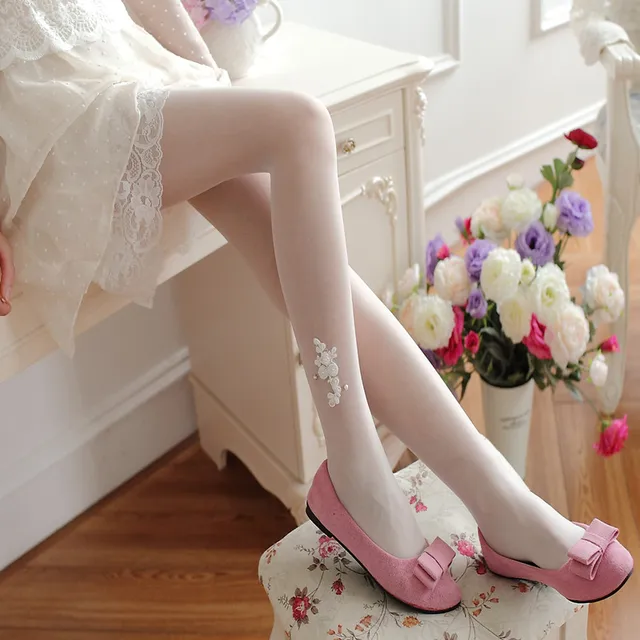 Handmade pearl three dimensional rose flower stockings Women hot