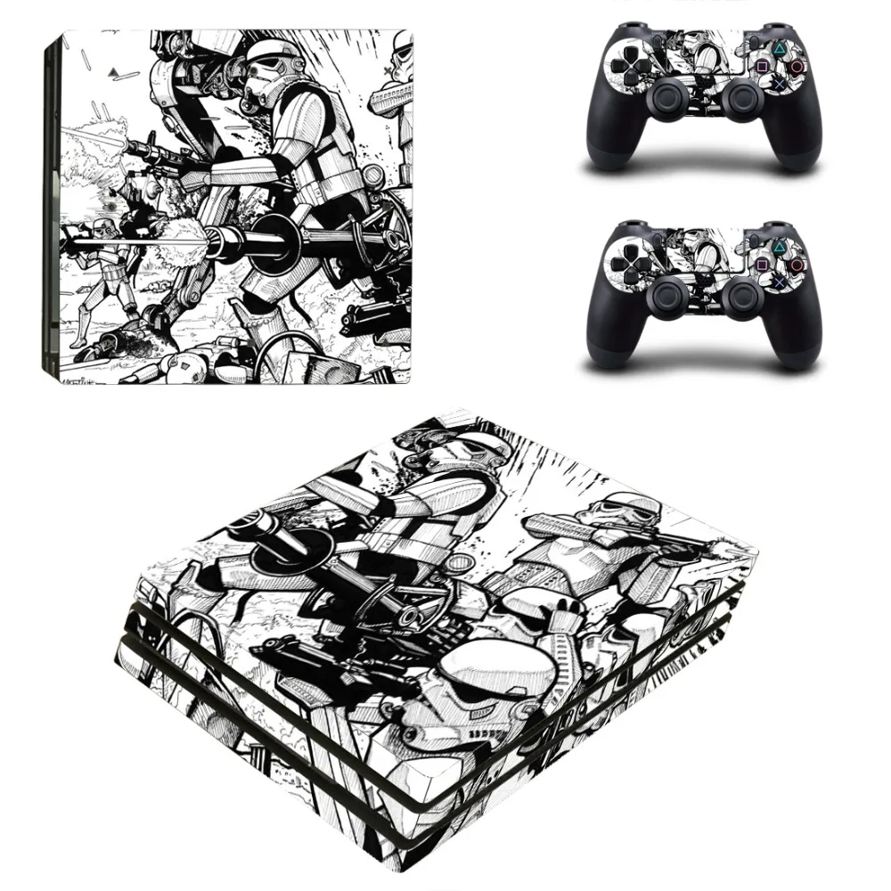 Виниловая наклейка Star Wars PS4 Pro на кожу для консоли Playstation 4 и 2 контроллеров
