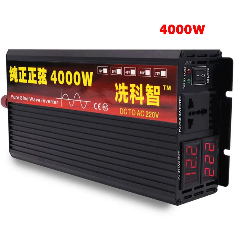 Inverter 12V24V 220V 200030004000W Voltage Transformer Pure Sine Wave Inverter Dual Digital Display DC12V to AC220V Converter (3)