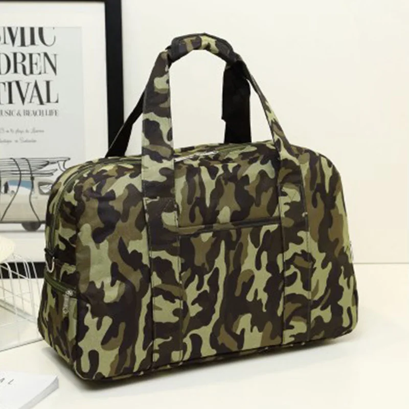 Army Green Сумка для путешествий на короткие расстояния, женская модная уличная женская сумка, Большая вместительная камуфляжная оксфордская посылка на выходные - Цвет: Army Green