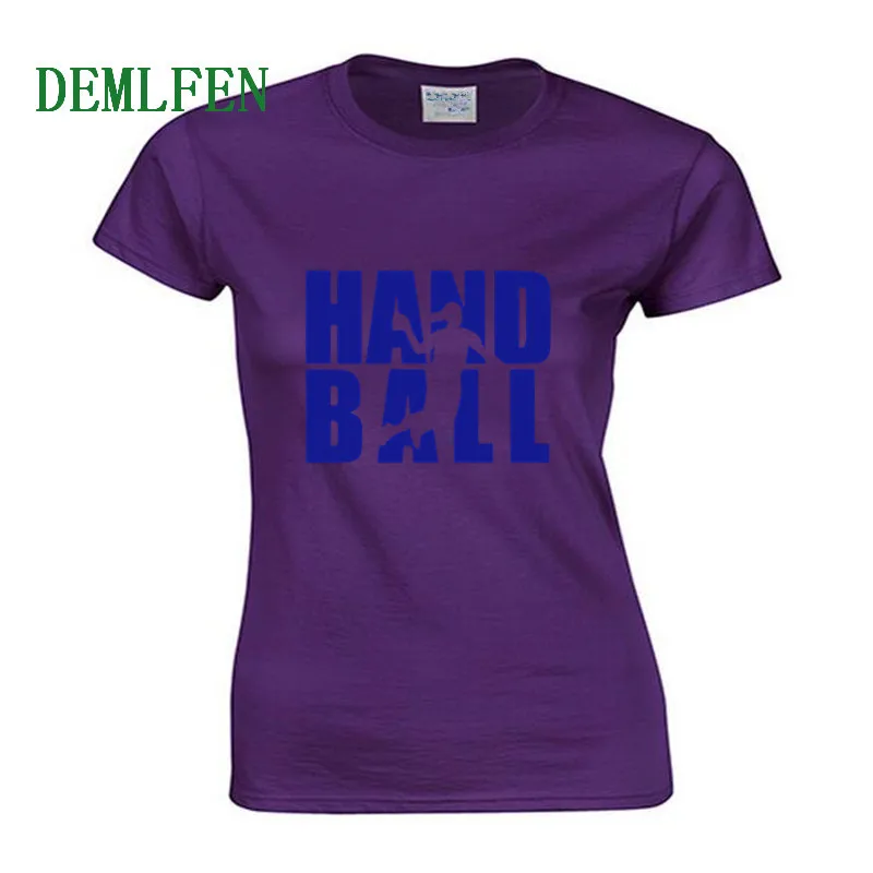 Новая летняя модная футболка с гандболом, Женские повседневные топы, хлопковые мужские футболки с коротким рукавом и принтом, брендовая одежда для девочек, уличная одежда - Цвет: purple