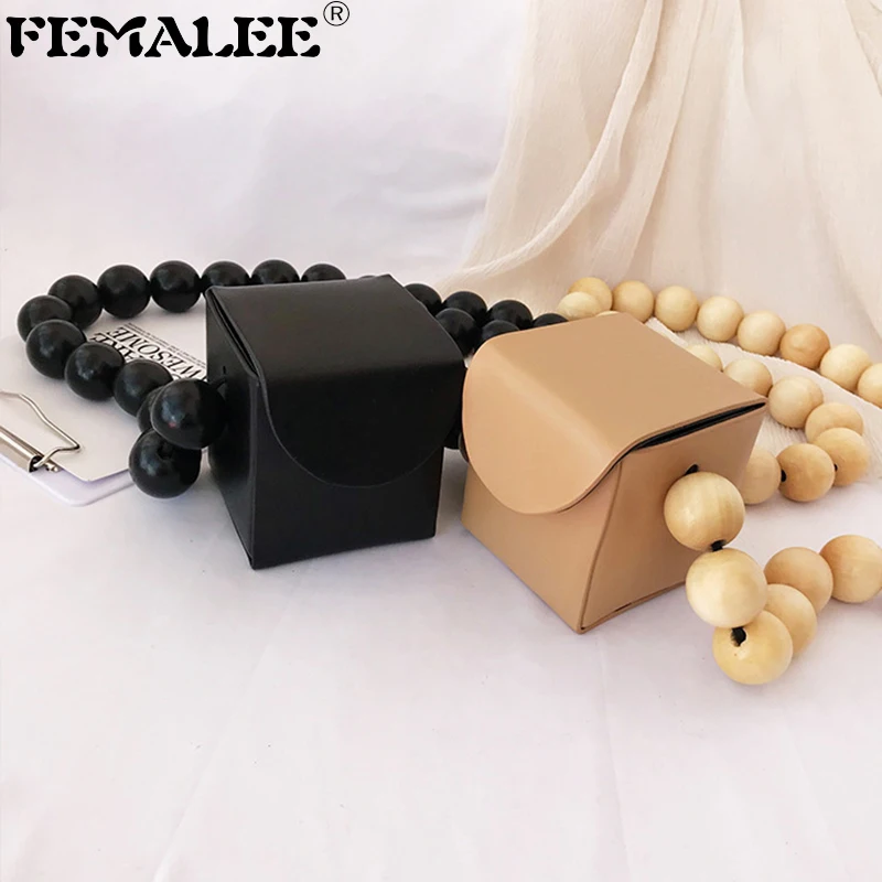 

Mini Luxury Handbags Bamboo Beading Women Messenger Bags Designer Small Flap Box Bag Malas De Senhora Wooden Beads Phone Bags