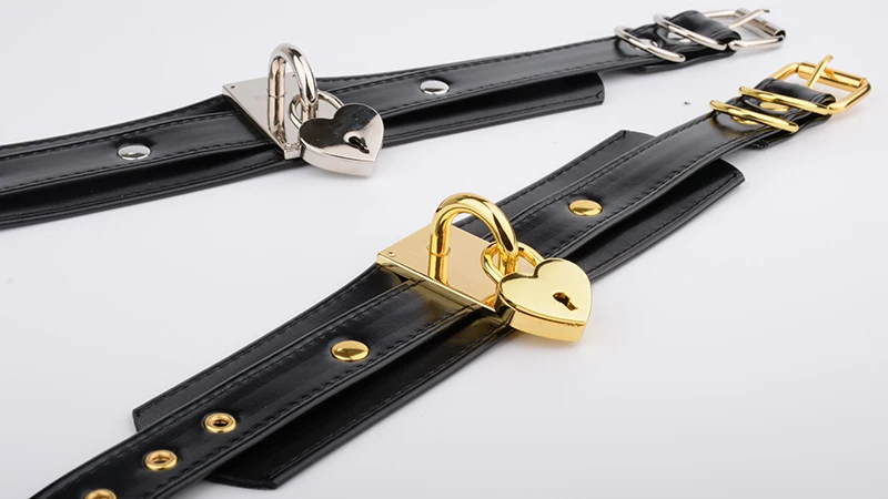 Oversized Handmade BDSM Bondage Leather Necklace For Women Lovely Lockable Heart Collar Wholesale Sexy Pastel Gothic Choker Punk 8