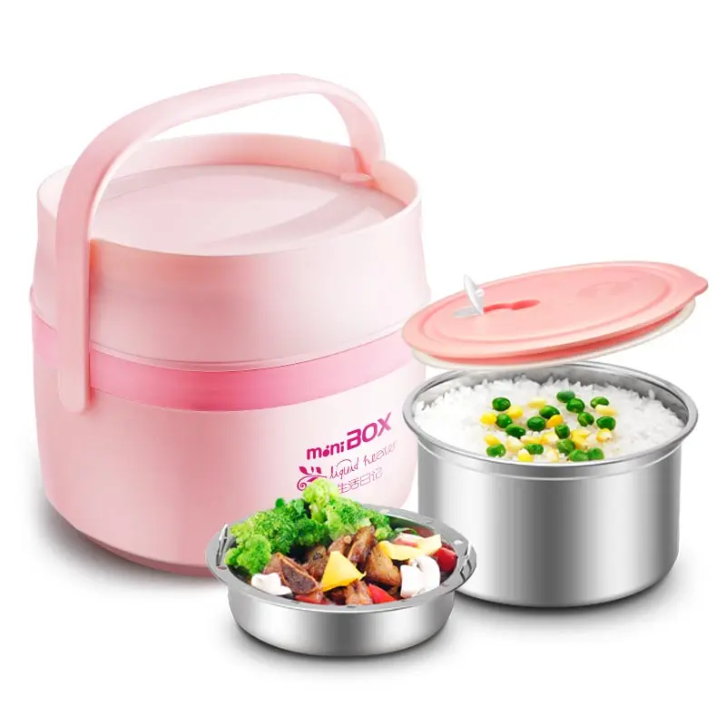 

304 Stainless Steel Electric Lunch Boxes Multifunctional Insulation Plug-in Heating Lunch Boxes Double Layer Cooking Container