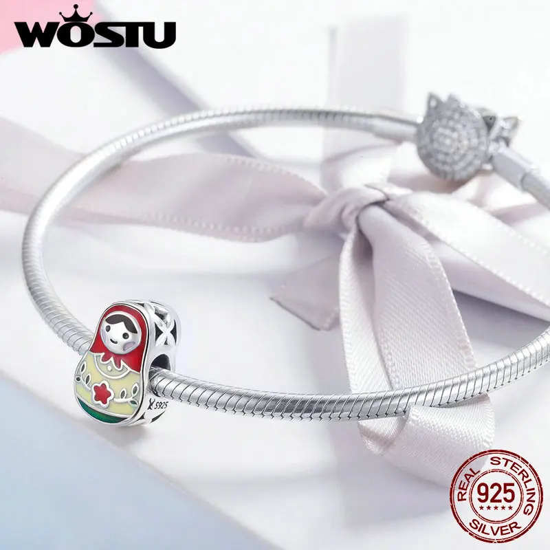 WOSTU 100% Настоящее серебро 925 пробы Экзотический стиль бусины для девушек подходит