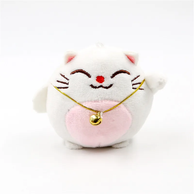 Fortune Cat Plush Keychain Toys Kawaii Lucky Cats Neko Key Bag Pendants Peluche Dolls 24pcslot 7cm (4)