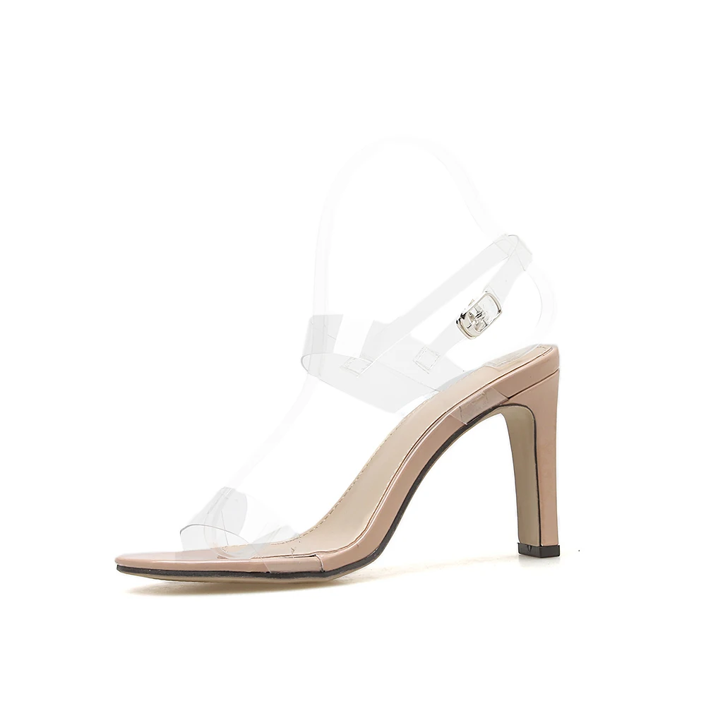 Bellinsley гель, кремового цвета сандалии со стразами на высоком каблуке с открытым носком обувь с пряжкой на ремешке Для женщин прозрачные сандалии Женские вечерние туфли-лодочки