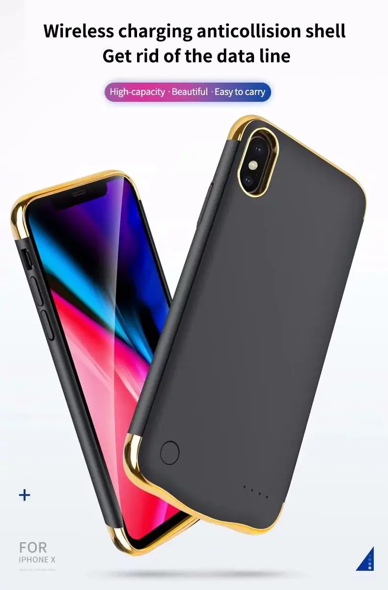 Тонкий противоударный чехол для зарядного устройства для iPhone XR XS Max, перезаряжаемый внешний аккумулятор для iPhone X XS, чехол для зарядки