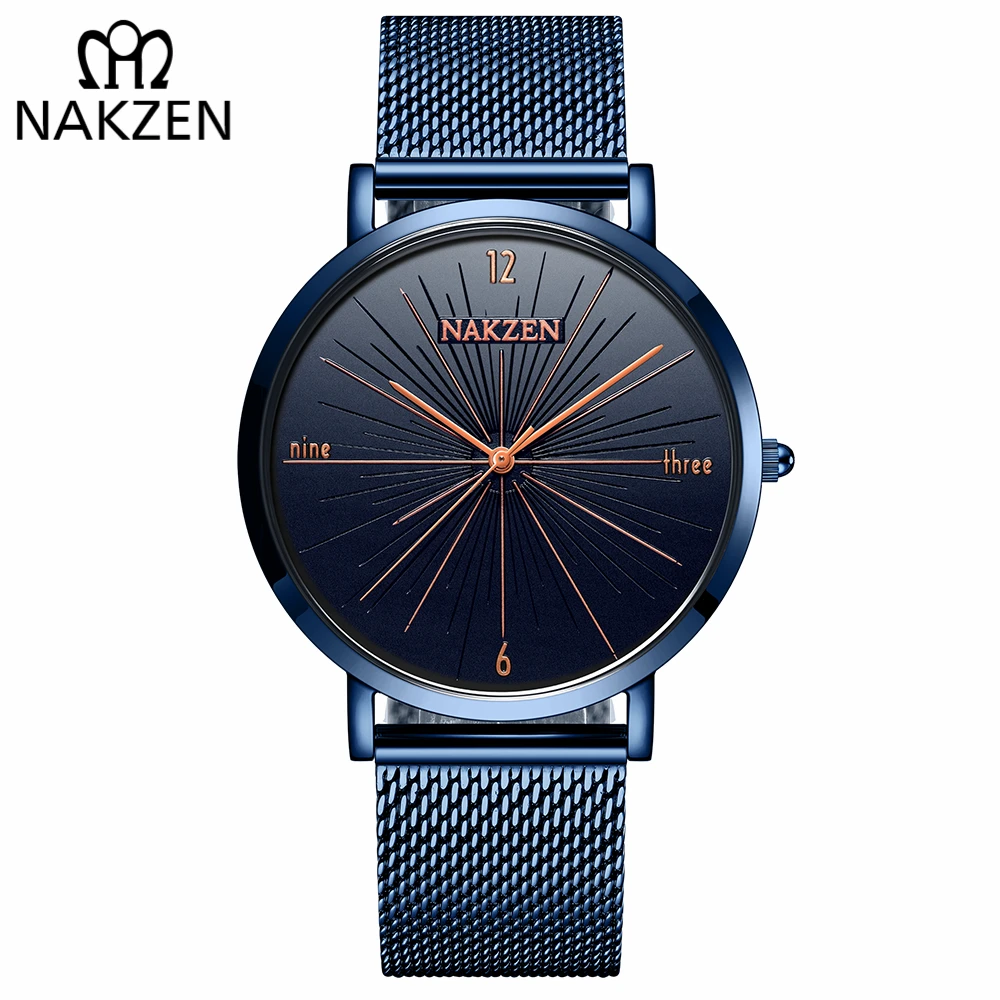 

relogio masculino NAKZEN Brand Luxury Watches Men Fashion Creative Casual Analog Retro Stainless Steel Strap Quartz Watch